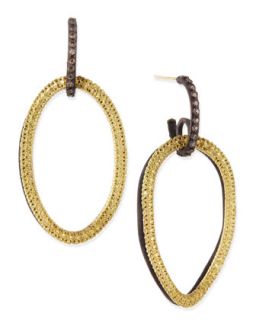 Midnight & Yellow Gold Circle Link Drop Earrings with Diamonds   Armenta  