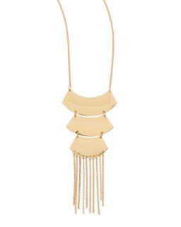Golden Three Tier Fringe Necklace   Jules Smith   Gold (ONE SIZE)