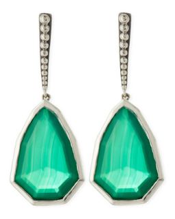 Small Sterling Silver Galactical Green Agate Drop Earrings   Stephen Dweck  
