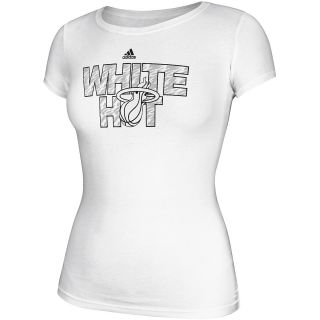 adidas Womens Miami Heat Camo White Hot Short Sleeve T Shirt   Size L, White