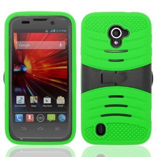 For ZTE Majesty Z796c / ZTE Source N9511 (StraightTalk/Cricket) UCASE Cover w/ Kickstand w/ Screen Protector   Neon Green UCASE: Cell Phones & Accessories