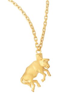 Golden Taurus Zodiac Necklace, 36L   Valentino   Gold