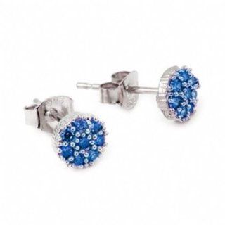 Fantasy Jewelry Box Womens Petite Blue Round Cubic Zirconia Stud Earrings: Jewelry