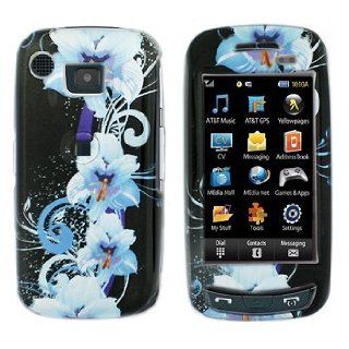Blue Hawaiian Flower Design Snap on Hard Cover Protector Faceplate Skin Case for At&t Samsung Impression A877 + Belt Clip: Cell Phones & Accessories