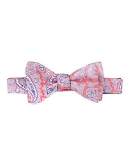 Mens Paisley Tapestry Silk Bow Tie, Pink   Pink