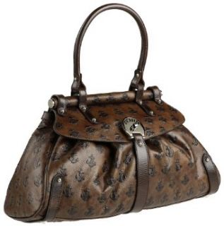 Fendi Women's Distressed Leather Anchor Logo Handbag,Brown: Clothing