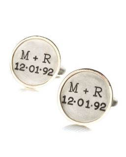 Mens Personalized Round Cuff Links, 2 Lines, Gold/Silver   Heather Moore  