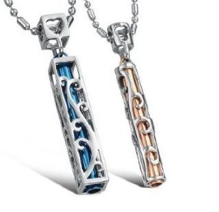 His or Hers Matching Set Titanium Couple Pendant Necklace Korean Love Style in a Gift Box  NK222 (Hers): Jewelry