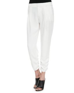 Womens Devlin Ruched Ankle Pants, White   Parker   White (6)