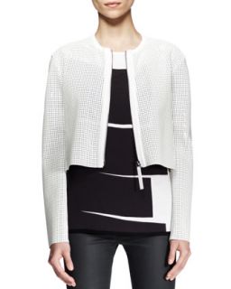Womens Sift Perforated Crop Jacket   Helmut Lang   Optic white (LARGE)