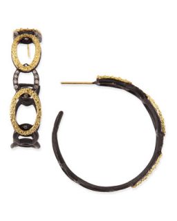 Midnight & Yellow Gold Circle Link Hoop Earrings with Diamonds   Armenta  