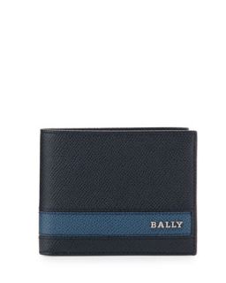Mens Saffiano Leather Wallet, Black/Blue   Bally   New blue