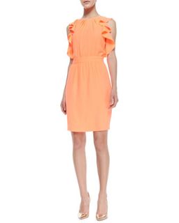 Womens Sleeveless Ruffle Detail Dress   Shoshanna   Neon coral (4)
