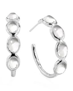Rock Candy Silver Four Stone #2 Hoop Earrings, Clear Quartz   Ippolita   Silver