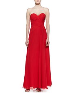 Womens Strapless Draped Gown, Red   Faviana   Red (10)