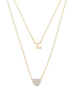 14k Polished Initial & Diamond Heart Charm Necklace   Kacey K   D (14k )