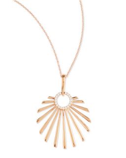 18k Pink Gold Retro Sun Pendant Necklace with Diamonds   Frederic Sage   Green