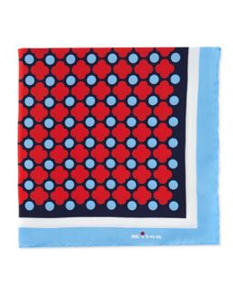 Mens Floral Print Pocket Square, Red/Blue   Kiton   Red/Blue