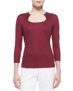 Womens Horseshoe Neck Jersey Top, Pomegranate   Lafayette 148 New York  