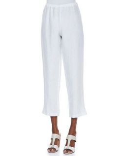 Womens Slim Linen Ankle Pants, White   Eileen Fisher   White (M (10/12))