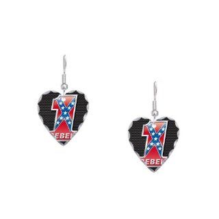 Earring Heart Charm 1 Confederate Rebel Flag: Artsmith Inc: Jewelry