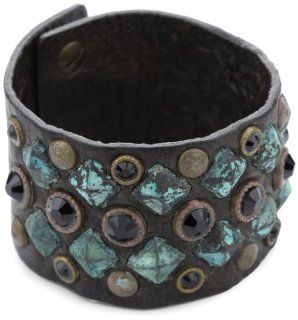 Streets Ahead 1.5" Cuff Bracelet with Jet Black Swarovski Stones: Jewelry