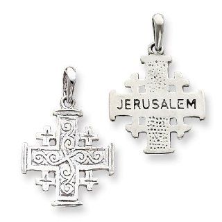14k Gold White Gold Jerusalem Cross Pendant: Jewelry