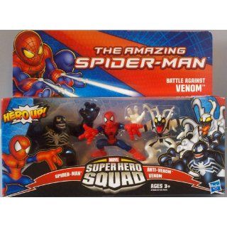 Marvel Super Hero Squad The Amazing Spider Man Battle Against Venom 3 Pack: Toys & Games