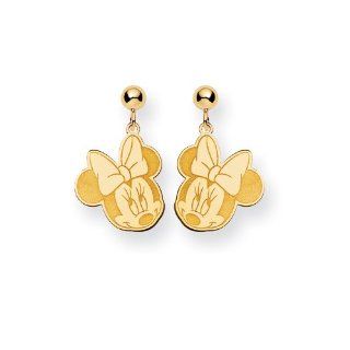 Disney Yellow Gold Minnie Mouse Post Earrings: Jewelry