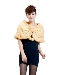 Queenshiny Women's Knitted Mink Fur Cape Stole with Band at  Womens Clothing store: Cold Weather Scarves