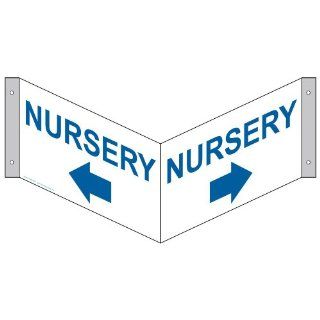 Nursery With Arrow Sign NHE 9705Tri BLUonWHT Wayfinding : Business And Store Signs : Office Products