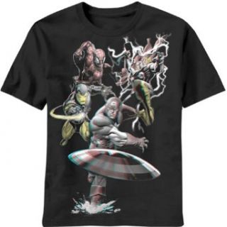 The Avengers Marvel Comics Into Action 3D Adult T Shirt Tee: Movie And Tv Fan T Shirts: Clothing