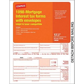 2013 Tax Forms, 1098 Mortgage Interest w/ Env 12/PK