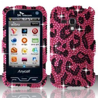 For Samsung Galaxy Rush M830 (Boost) Full Diamond Design Cover   Pink Leopard FPD: Cell Phones & Accessories
