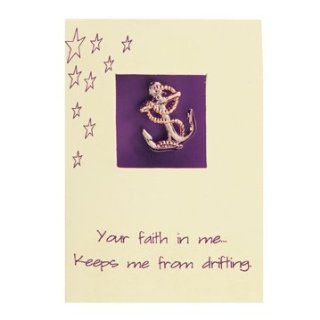 LDS Sincere Thoughts Greeting Card & Two Tone Pin   Anchor Two Tone Pin   Your Faith In MeKeeps Me From Drifitng   LDS Greeting Cards, Friendship : Office Products