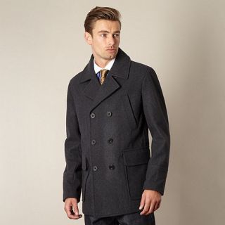 Hammond & Co. by Patrick Grant Big and tall designer dark grey sanford wool blend peacoat
