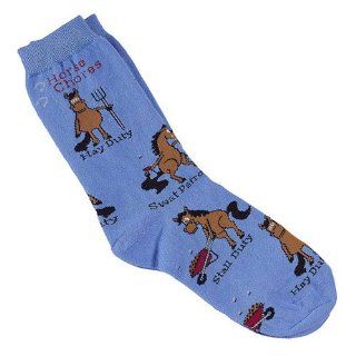 Horse Chores Blue Youth Girls Socks (Made in USA): Sports & Outdoors