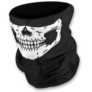 Unique Stretchable Windproof Black Tribal Classic Skull Soft Polyester Half Face Mask Snowboard Snowmobile Snow Ski Facemask Headwear: Automotive