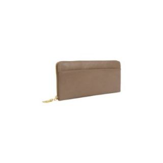 TUSK LTD Donington Gold Single Zip Gusseted Clutch Wallet (Coffee): Clothing