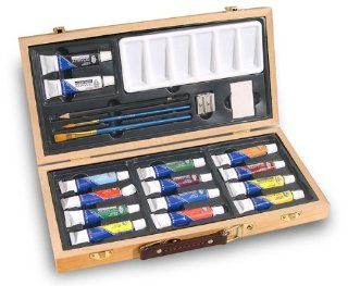 Acrylic Art Set Has 20 Pieces In a Compact Wood Carrying Case And Makes A Great Gift Arts, Crafts & Sewing