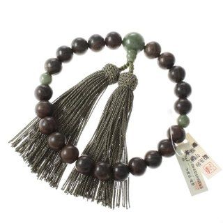 Kyoto made Ojuzu Buddhist Prayer Beads, Dokusangyoku x Ryokutan Wood with 100% Silk Tassel [ Made in Kyoto, Japan ] [ Hand Made / Handcrafted Juzu Beads ] [ Zen Meditation ]: Jewelry