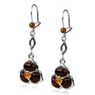 Sterling Silver May Collection Cherry Amber Dangle Earrings Jewelry