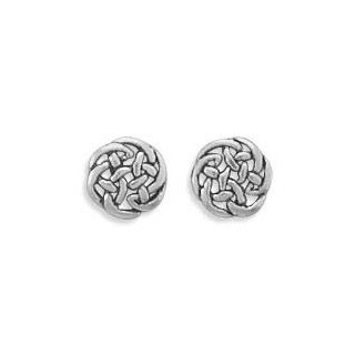 SCJ Sterling Silver Earrings Stud Celtic Knot: Jewelry