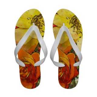 art floral vintage colorful background 2 flip flops