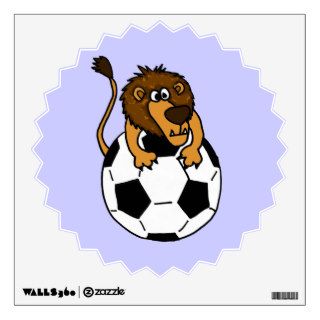Lion on Soccer Ball Wall Decals