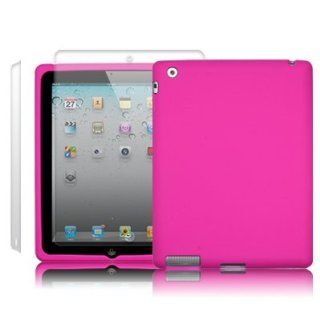 APPLE IPAD 2 SILICONE SKIN CASE   HOT PINK, WITH 2 SCREEN PROTECTORS: Cell Phones & Accessories