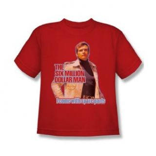 The Six Million Dollar Man   Spare Parts Youth T Shirt In Red: Clothing