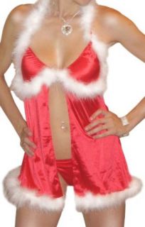Sexy Open Front Miss Santa Claus Costume with Thong, L: Clothing