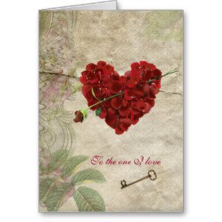 Romance Rose Petal Valentine  Heart with Key Card
