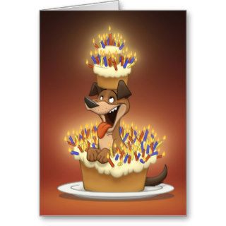 Dog in a Cake Card (Blank Inside)